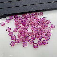 Perline murano fatto a mano, ab colore, fiore, magenta, 10x10x6mm, Foro: 1.2 mm
