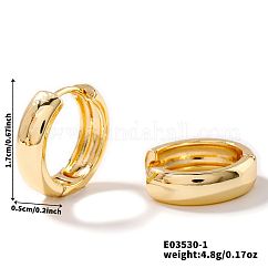 Elegantes pendientes de aro de latón para niñas., Joyas de fiesta diarias, dorado, anillo, 17x5mm