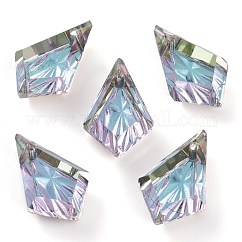 Colgantes de rhinestone de vidrio en relieve, facetados, cometa, vitrail light, 19x12x5.5mm, agujero: 1.2 mm