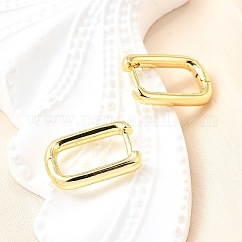 Messing huggie Creolen, langlebig plattiert, Oval, echtes 18k vergoldet, 17.5x13x2 mm, Stift: 1 mm