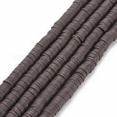 Handgemachte Polymer-Lehm-Korn-Stränge, heishi Perlen, Disc / Flachrund, Kokosnuss braun, 6x0.5~1 mm, Bohrung: 2 mm, ca. 320~447 Stk. / Strang, 15.74 Zoll ~ 16.92 Zoll