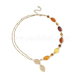 Collane con ciondolo a forma di foglia in acciaio inossidabile 304&nbsp;NJEW-JN06038