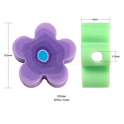 300pcs 10 Farben handgemachte Blume gedruckte Polymertonperlen&nbsp;CLAY-LS0001-08