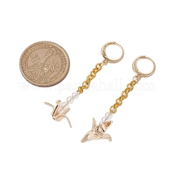 Orecchini pendenti con catena in ottone con gru origami e perline acriliche&nbsp;EJEW-JE05887