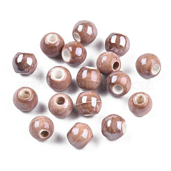 Perles rondes en porcelaine émaillée&nbsp;PORC-S489-6mm-13