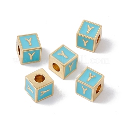 Accumuler des perles d'émail en laiton placage&nbsp;KK-B060-04G-06Y