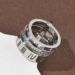 Anelli in acciaio inossidabile 304 con zirconi cubici per donna e uomo&nbsp;RJEW-F189-06P