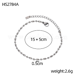 Pulseras de cadena de bolas de acero inoxidable 304&nbsp;BJEW-OY001-02P