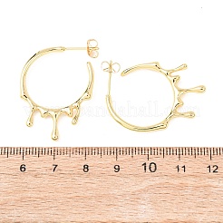 Tropfenohrstecker mit Zahnstangenbeschichtung aus Messing&nbsp;EJEW-F294-05G