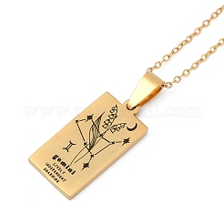 12 collana a catena con ciondolo inciso con carta dei tarocchi in acciaio inossidabile con costellazione&nbsp;PW-WG94DCE-05