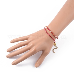 Braccialetti con perline in vetro elasticizzato e set di braccialetti in cordino intrecciato di cotone&nbsp;BJEW-JB05401