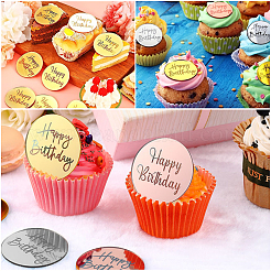 27 stücke 9 arten spiegel wirkung acryl geburtstag cupcake einsatz karte dekoration&nbsp;AJEW-SP0001-68