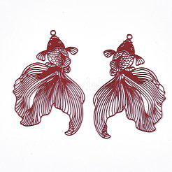 Colgantes de filigrana de latón pintado con spray&nbsp;X-KKC-R001-10-A01