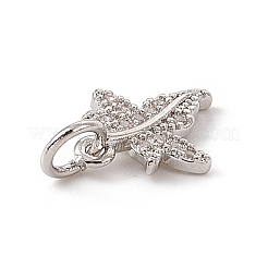 Ahornblatt-Anhänger aus Messing mit Mikropavé und klaren Kubikzirkonia&nbsp;ZIRC-F132-44P