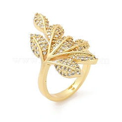 Bagues ouvertes en laiton avec micro pavé de zircons cubiques transparents pour femmes&nbsp;RJEW-G343-27G