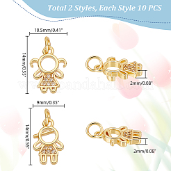 10 pz 2 stili ottone micro pavé zirconia cubica charms&nbsp;KK-GA0001-55