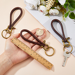 Porte-clés en cuir de vachette&nbsp;KEYC-WH0029-142A