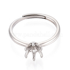 Rhodinierte 925 Sterling Silber Verlobungsring Solitär verstellbare Fassungen&nbsp;STER-T008-17P
