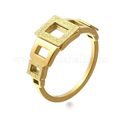 Bague rectangulaire creuse texturée en acier inoxydable 304 pour femme&nbsp;RJEW-L126-11B-G