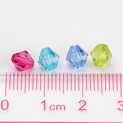 Mischfarbe gefärbt stämmig transparentem Acryl facettiert Doppelkegel Zwischenperlen Schmuck für Kinder&nbsp;X-DBB6mm