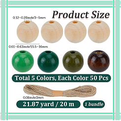 250 perle ronde en bois de schima naturel peinte en 5 couleurs&nbsp;WOOD-PA0001-73C