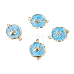 4 pièce de breloques connecteurs en laiton émaillé océan&nbsp;KK-TADJ0001-31A