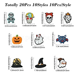 20 Stück 10 Stile Halloween Themen Lebensmittelqualität umweltfreundliche Silikon Fokalperlen&nbsp;SIL-CJ0001-71