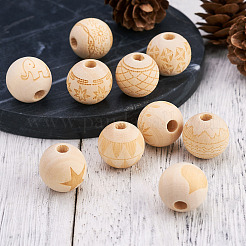 100pcs 10 Stil unvollendete europäische Naturholzperlen&nbsp;WOOD-TA0001-55