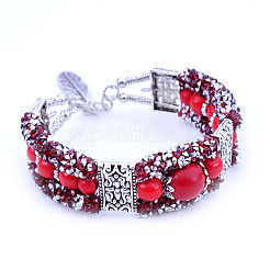 Bracciali sintetici con perline rotonde turchesi&nbsp;WG537C6-03