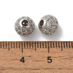 Cremagliera placcatura micro ottone rotondi spianare perline zirconi&nbsp;KK-F873-24P