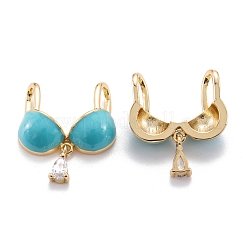 Colgantes de circonita cúbica transparentes micro pavé de latón chapado en oro real 18k&nbsp;ZIRC-M114-55G
