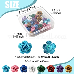 32 pz 8 colori 3d fiore rosa vernice da forno perline di alluminio&nbsp;FIND-FS0003-57