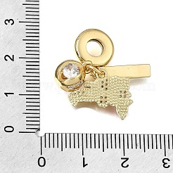 Breloques pendantes européennes en laiton micro pavé de zircons cubiques transparents et émail&nbsp;CU-CBAA556-02A