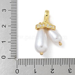 Colgantes de perlas de plástico ABS con micropavé de latón chapado en rack y circonita cúbica transparente&nbsp;KK-G515-57G