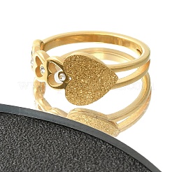Bague en acier inoxydable 304 texturée en forme de cœur pour femme&nbsp;RJEW-L126-14B-G