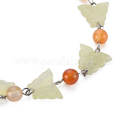 Schmetterling natürliche neue Jadeperlenarmbänder für Mädchenfrauen&nbsp;BJEW-S145-002B