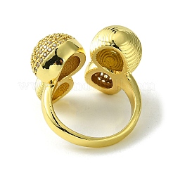 Offene Manschettenringe aus Messing mit Mikropavé und Zirkonia&nbsp;RJEW-K256-43G