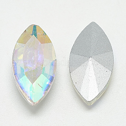 Cabochons en verre avec strass de dos avec point&nbsp;RGLA-T083-5x10mm-05