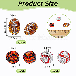 12 Stück 3 Stile Polymer Clay Strassperlen&nbsp;PORC-OC0001-15
