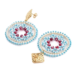 Pendientes colgantes con cuentas de vidrio&nbsp;EJEW-MZ00286-02