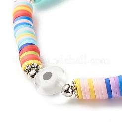 Braccialetto elastico fatto a mano con perline heishi in argilla polimerica&nbsp;BJEW-JB07372-03