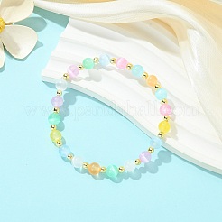 Pulseras elásticas de cuentas de selenita natural y hematita sintética no magnética para mujer&nbsp;BJEW-JB13680