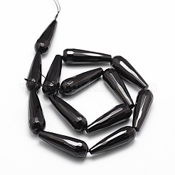 Natürliche schwarze Onyxperlenstränge&nbsp;G-P161-24-30x10mm