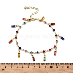 Böhmische Fußkettchen aus Messing und Acryl mit flachen&nbsp;LS-AJEW-Z046-03G