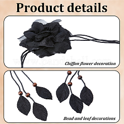 Ceintures à nouer en polyester avec nœud à fleurs&nbsp;AJEW-GF0014-10B