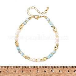 Set di braccialetti da donna in 2 stili diversi con perline cubiche sfaccettate in lapislazzuli e larimar naturali e perle naturali.&nbsp;BJEW-JB14475