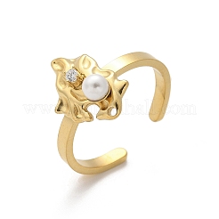 Manschettenringe aus 304er Edelstahl mit Zirkonia für Damen&nbsp;RJEW-D302-02G-05