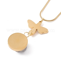 Collar con colgante de abeja de cuarzo natural y redondo plano con cadena de serpiente de acero inoxidable 304&nbsp;NJEW-K244-13G