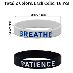 32 Stück 2 Farben Wort Silikon Schnur Armbänder Set Armband&nbsp;BJEW-GF0001-17