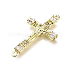 Ottone micro pavé zirconia cubica trasparente religione crocifisso croce connettore ciondoli&nbsp;LS-KK-Z100-22G-01